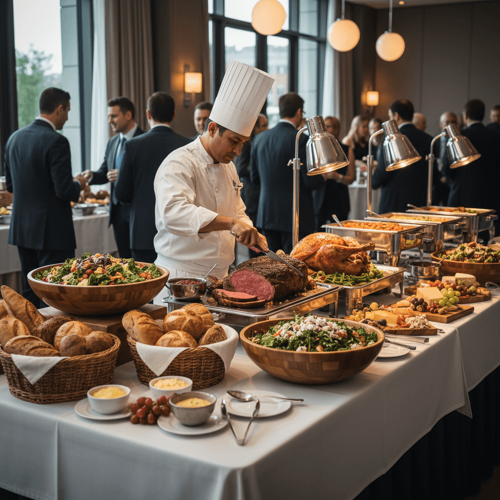 Full service buffet setup for large event catering