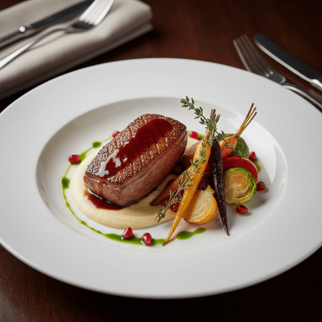 Beautifully plated main course dinner service