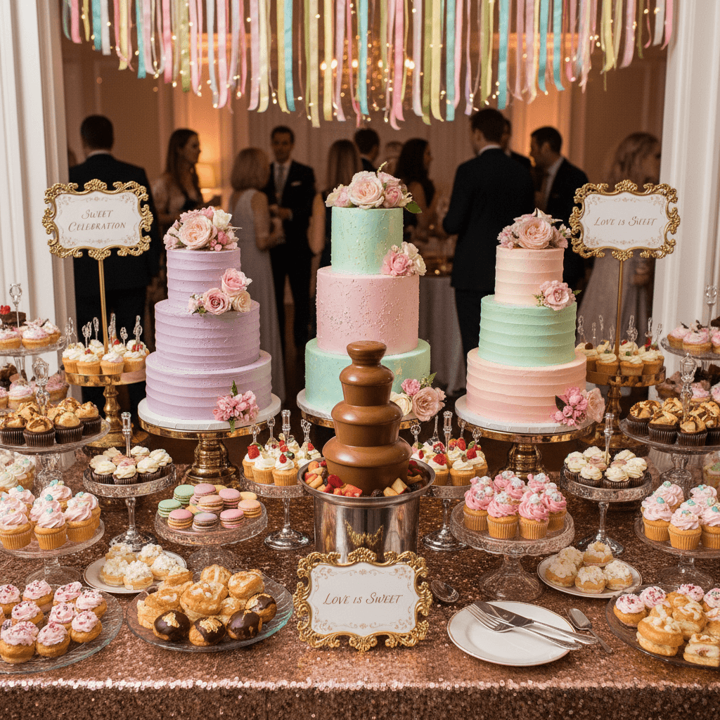 Professional dessert display and cake presentation