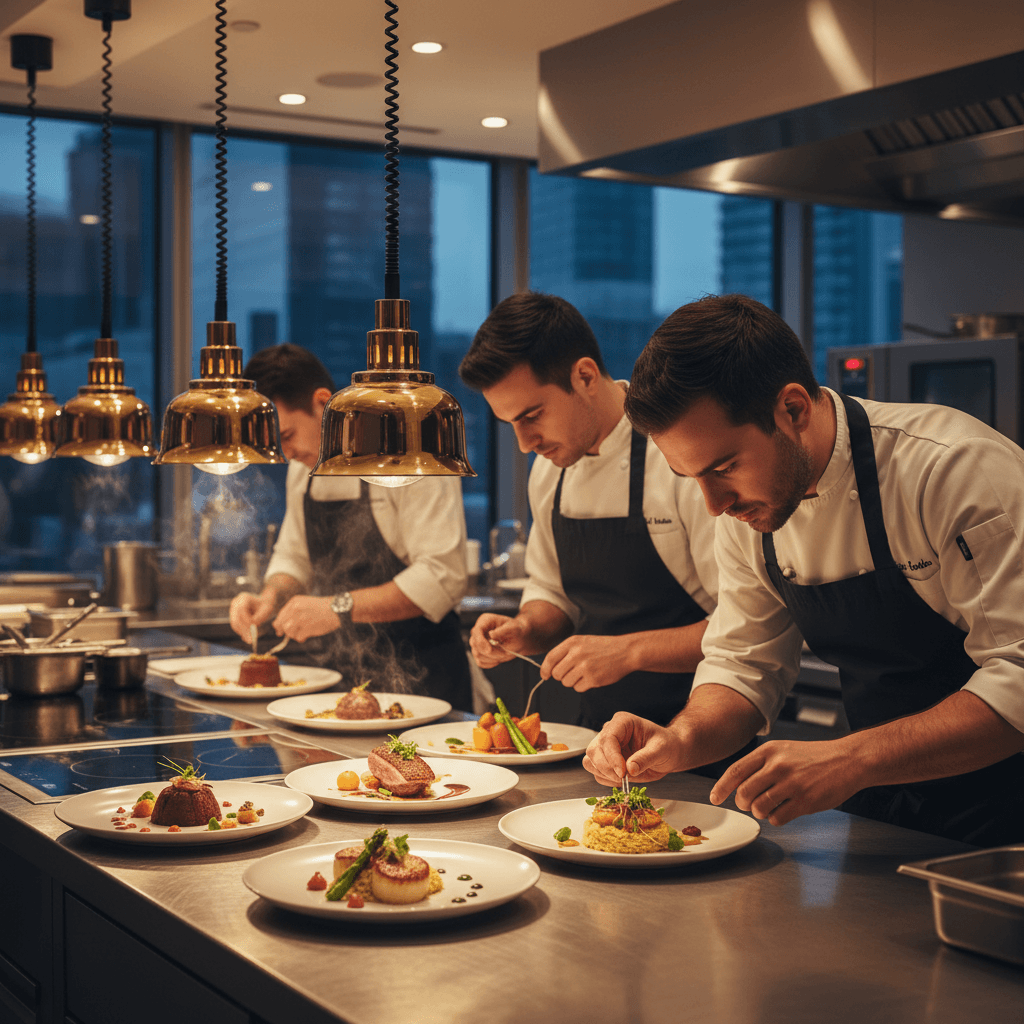 Bilgi Catering LLC team preparing curated dishes in professional kitchen