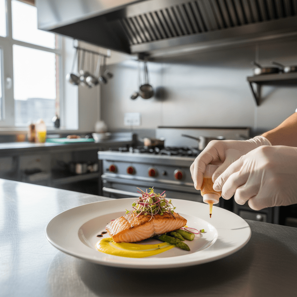 Chef preparing food in professional kitchen